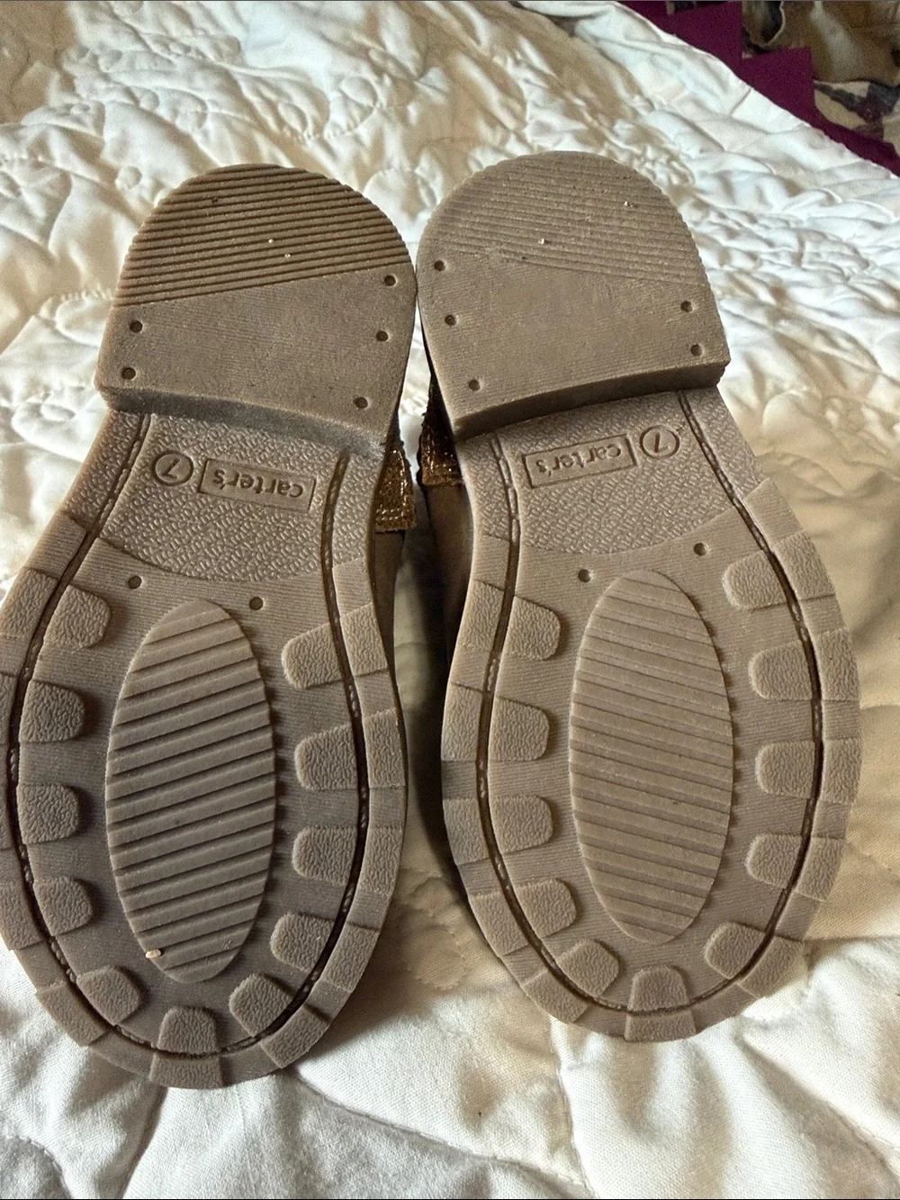 Carter's Brown Glitter Back Ankle Boots for Kids